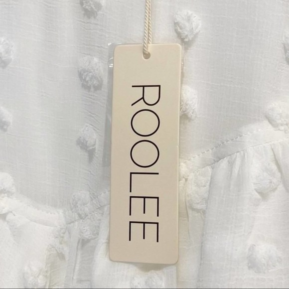 ROOLEE NWT White Ruffle Polka Dot Cap Sleeve Blouse Shirt M - Picture 9 of 11